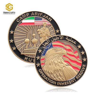 China World Custom Zinc Alloy Metal Inherent Operation Resolve Camp Arifjam Kuwait Army Coin for sale