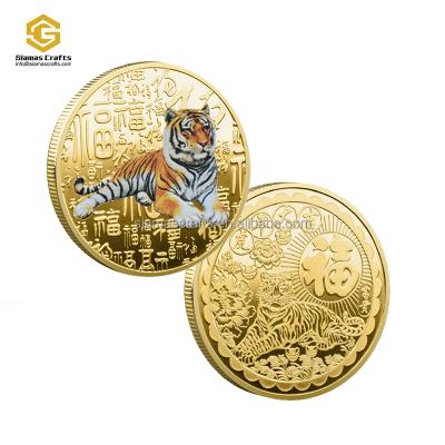 China World Custom Silver Gold Chinese Zodiac Year of Tiger Tiger Souvenir Coins 2022 for sale