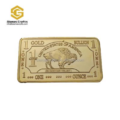 China Worldwide Custom Pure 24k Gold Bar Mills 1oz 100 .999 Pure Buffalo 24k Bar Mills Plated for sale