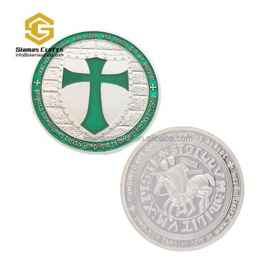 China Good World Green Silver Masonic Knight Templar Coin of the Cross 1oz for sale