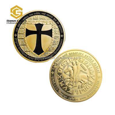 China World Templar Real 1oz Custom Masonic Gold Knight Metal Plated Coin for sale