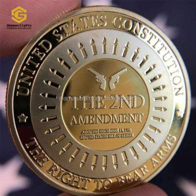 China Worldwide 24k Gold Plated USA Commemorative Asset The Second 2nd Amendment Coin for sale