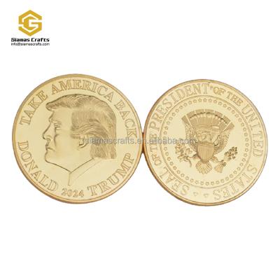 China Custom Worldwide Presidential Campaign Commemorative Gold Plated Take America Support Donald Trump 2024 Coin for sale