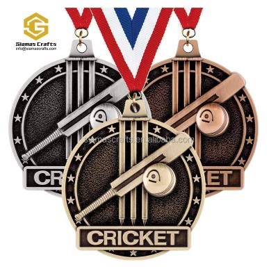 China Wholesale custom made zinc alloy main cricket medals custom metal worrld sports medal with stand for sale