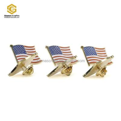 China Custom Soft Enamel Metal USA Country Flags American Flags Lapel Pins Box for sale