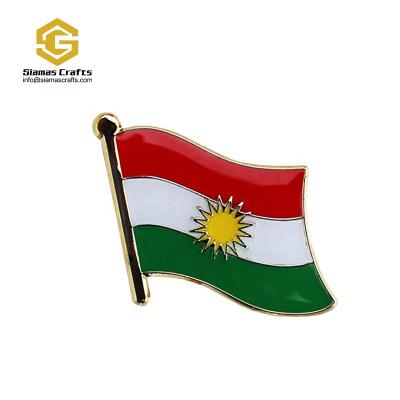 China Custom UK UAE USA Country Flags Worldwide Kurdistan Flag Metal Enamel Pin Printed Lapel Pin For Clothes for sale