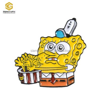 China Global Customized Soft Metal Anime SpongeBob Enamel Hat Backpack Lapel Pin for sale