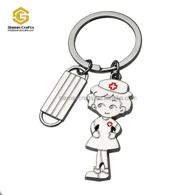 China Cheap Price Mini Doctor Nurse 3d Metal Zinc Alloy Key Chain Promotion Gifts Souvenir for sale