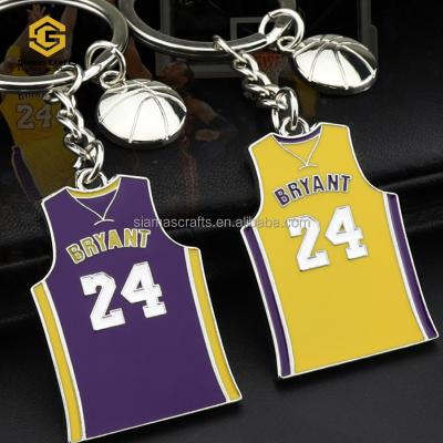 China Souvenir Gifts Promotion Souvenir Zinc Alloy Creative Soft Enamel 24 Kobe Bryant Metal Basketball Teams Gifts Charm Key Chain for sale