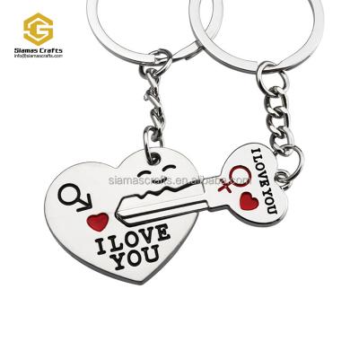 China High Quality Heart Shaped Cute Couples Valentine's Day Gift Wedding Souvenir Gifts Promotion Metal Key Chain For Couples for sale