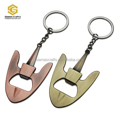 China New Design Promotional Gifts Vintage Souvenir Style Brass Ship Anchor Key Chain Bottle Opener Key Ring for sale