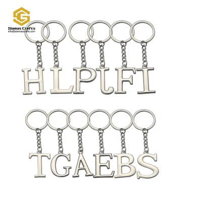 China Custom Souvenir Gifts Promotion Metal Keychain 26 Letters A-Z Letter Key Chain Initial For Car Handbag Pendant Jewelry for sale