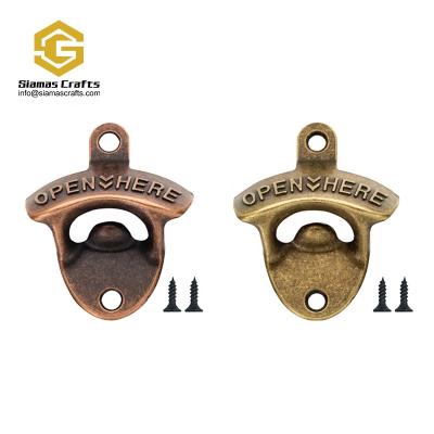 China Durable Stainless Steel Classic Vintage Custom Brushed Wall Mounted Bottle Opener With Free Mounting Screws for sale