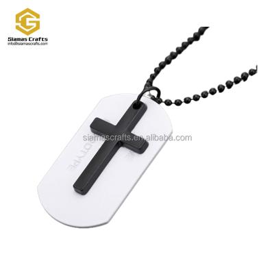 China World Jewelry Mens Fashion Christian Jesus Cross Necklace Bible Titanium Dog Tag Steel Pendant Punk Necklaces For Gift for sale