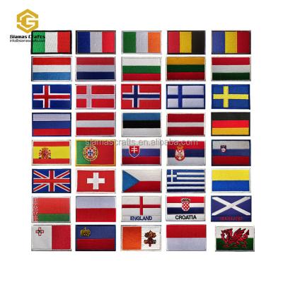 China 3D Custom Fashion DIY All Europe Country Germany France UK English Spain National Flag Cloth Velcro Embroidery Patch for sale