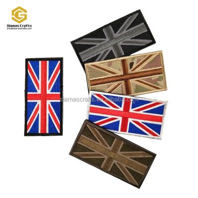 China wholesale 3D country flag Europe UK embroidery badge patch flag for clothing hook and loop backing for sale