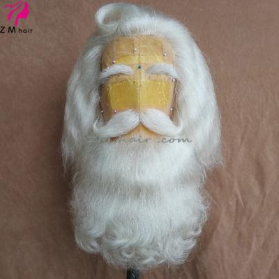 China Professional Wavy Lace Front Santa Claus Beard + Wig for Christmas Performer for sale