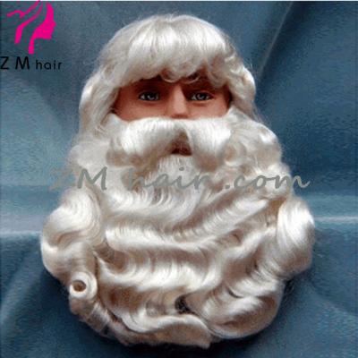 China Cheap Synthetic White Fake Beard Set Santa Wig And Santa Claus Wig And Beard Set for sale