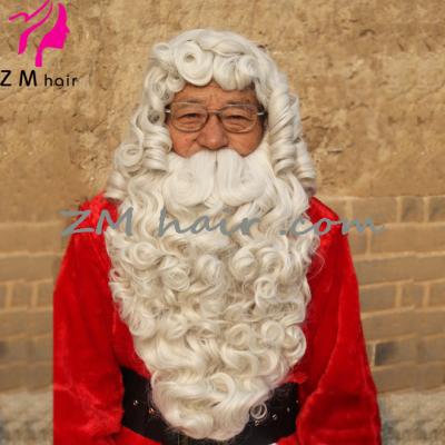 China Costune Santa Wig Wholesale ZM Hair Lace Mustache Luxury Santa Wig and Beard for sale