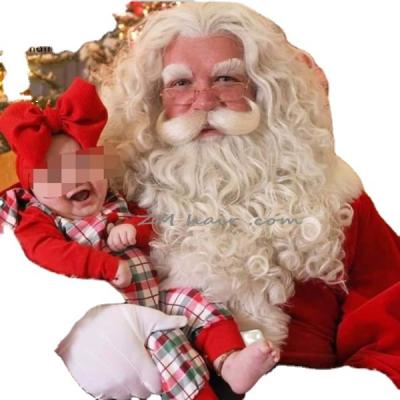 China Santa Wig and Beard Set Professional Luxury Lace Front Synthetic Santa Wig and Beard Set Christmas Luxury Hair for sale