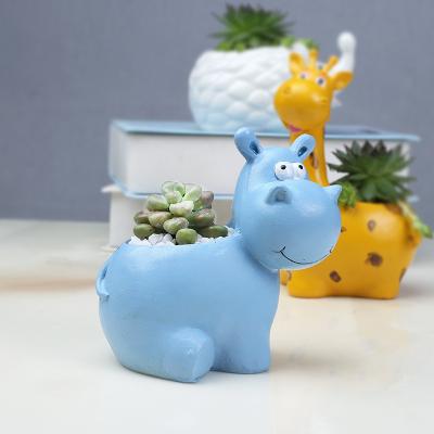 China Modern Hot Selling Ceramic Succulent Cactus Planter Garden Hippopotamus Giraffe Box Holder Amazon Plant Mini Animal Flower Pots for sale