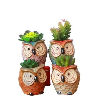 China Modern Porcelain Ceramic Cute Animal Succulent Desktop Planter Small Pot Flower Owl Bonsai Mini Plant Crafts Pots Desktop Planter for sale