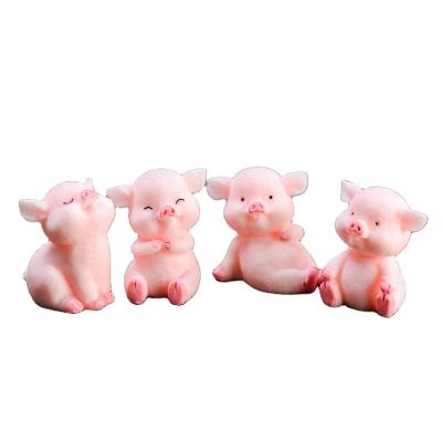 China DIY Gift DIY Decoration Animal Cartoon Lovely Pig Car Cake Topper China Pig Pendant Resin Opens Garden Landscape Statue Desktop Ornaments for sale