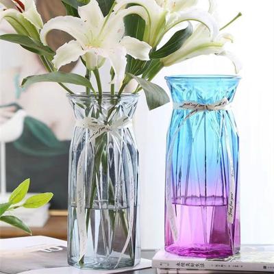 China 2021 Modern New Arrive Simple Tabletop Colorful Glass Bottle Vase Fresh Flowers Glass Hydroponic Potted Modern Decoration For Wedding Gift for sale