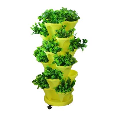 China CLASSIC Wholesale Cheap Rack Stacked Tower Vertical Garden Plastic Plant Pots Planters Strawberry Flower Pot For Nursery Plants for sale