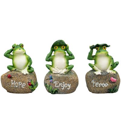 China China 3 Piece Cartoon Statue Resin Crafts Ornaments Animal Landscape Garden Decor / Plants Cute Bonsai Gardening Figurine Frog Set for sale