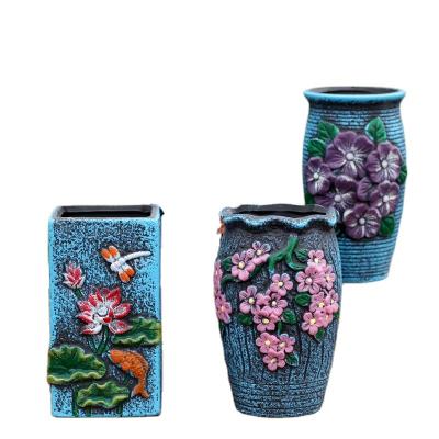 China 2022 Modern Korean Ceramic Flower Pot Blue Color Flower Pot Garden Plant Succulent Indoor Planter for sale