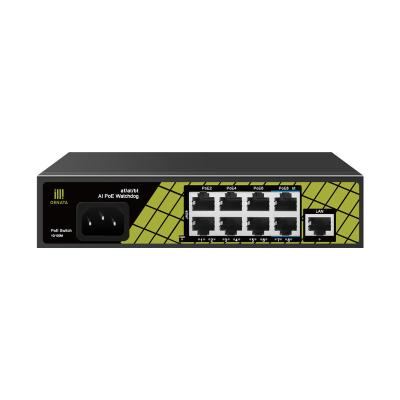 China Built-in Surge Protection 48V 250M Transmission Unmanaged Poe Switches 8 Port Power Over Ethernet Switch 120W 10/100mbps 802.3af/at/bt PoE++ for sale