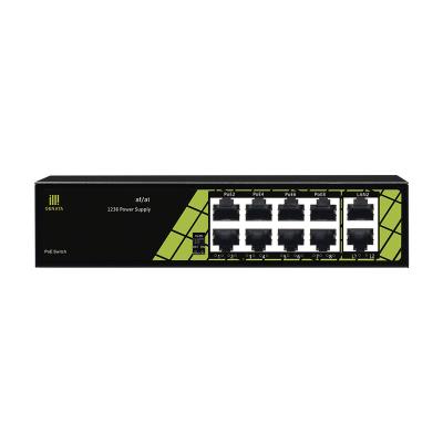 China POE Switch 48V 10/100M Standard Fast 8+2 Port Ethernet Switch 8 Port Supply Switch Left Uplink For CCTV Security System for sale