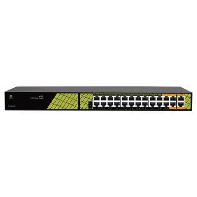 China 12V Gigabit PoE Switch 24 Port 100M/1000M Unmanaged Network 100-240V Switch for IP Camera PoE Network Switch for sale