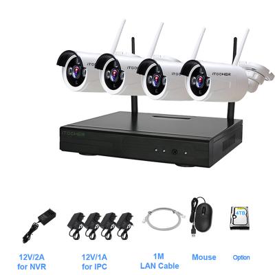 China 4 Channel Wireless HD WIFI NVR Kit 1080P Bullet Camera CCTV Security System K6204P for sale