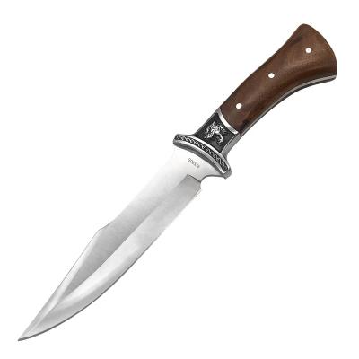 China High Quality Tiger Wooden Handle Stainless Steel Fixed Blade Hunting Knife Army Knife Military Tactical Knives for sale