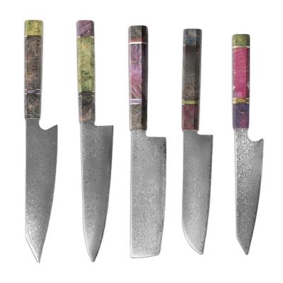 China Amazon Hot Sale High End Damascus Steel Nakri Knives Stabilized Handle Kiritsuke Knives Wooden Stocked Chef Knife for sale