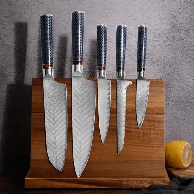 China Stocked Japanese Steel Chef Knife Honeycomb VG10 Damascus Aluminum Handle Cutting Fish Flesh Kitchen Knives for sale