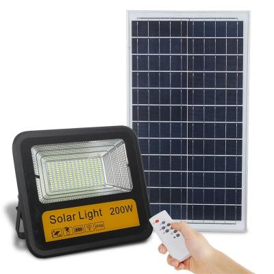 China Factory Direct Sale Remote Control Light Control + Radar Detector + Outdoor Waterproof Landscape Lighting Ip66 200W Led Solar Flood Light for sale