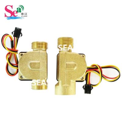 China Copper Brass DC12V/24V Hall Effect Water Pump Flow Magnetic Copper Brass Rate Meter Sensor 1/2