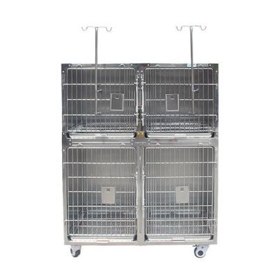 China Sustainable Veterinary Clinic Customized Dogs And Cats Stainless Steel Animal Cage With IV Pole for sale