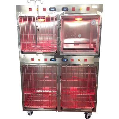 China Sustainable Stainless Steel Veterinary Cage In Clinic In Patient Oxygen Chamber Animal Cage Power Feed for sale