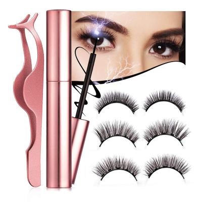 China Cruelty Free / Reusable 25 Times / Comfortable Use Magnetic Eyelashes With Eyeliner, Stick Free Mink Magnetic Lashes Kits With False Eyelashes And Waterproof Eyelash Tweezers for sale