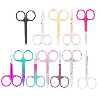 China Right Handed Scissor Eyeborw Trimmer Scissors for Highlights Gold Eyebrow Scissor Eyelashes Spout Scissor Custom Logo Eyelash for sale