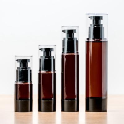 China Eco-friendly Recyclable Durable Small Capacity Airless Lotion Pump Sprayer AS Brown Emulsion Vacuum Bottle for sale