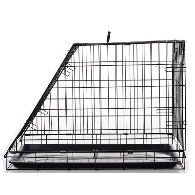 China Sustainable Sloping Metal Folding Dog Cage Pet Crate With Tray Car Cage for sale