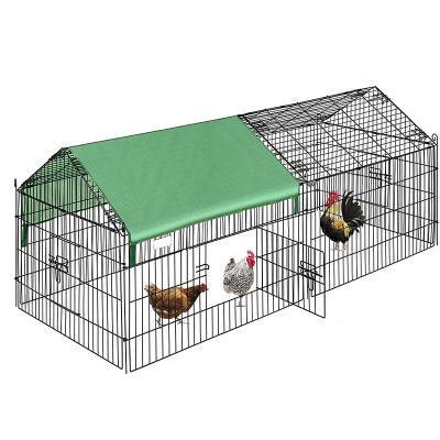 China Viable Foldable Outdoor Backyard Metal Cage Chicken Cage Fence Duck Rabbit Cat Crate Playpen Exercise Pen With Cover for sale