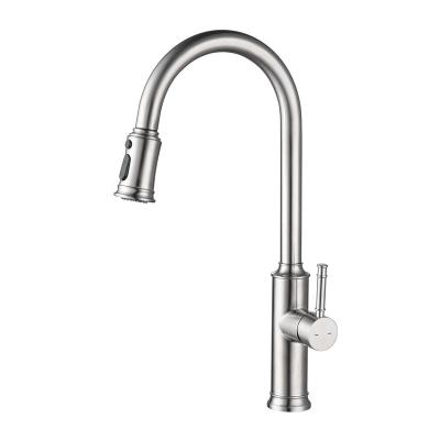 China Wholesale Modern Brushed Nickel Kitchen Faucet 304 Stainless Steel Kitchen Sink Mixer Tap for sale