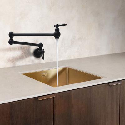 China CUPC Modern Wall Mounted Pot Filler Faucet Matte Black Two Handles Wall Mount Pot Filler Brass Kitchen Faucet For Sale for sale