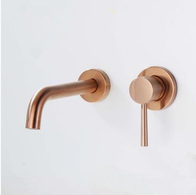 China 2 Handle Bathroom Mixer Tap Holes Hidden Wall Mounted Sink Faucet Rotation Metered Single Spout Polished Rose Gold Wash Basin Mixer for sale